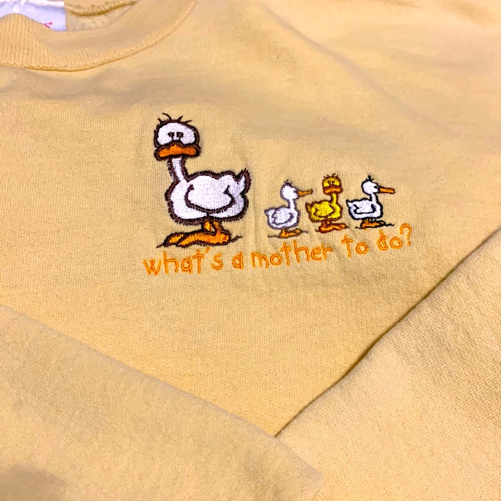 Vintage y2k grandma sweater, light yellow crew neck sweatshirt